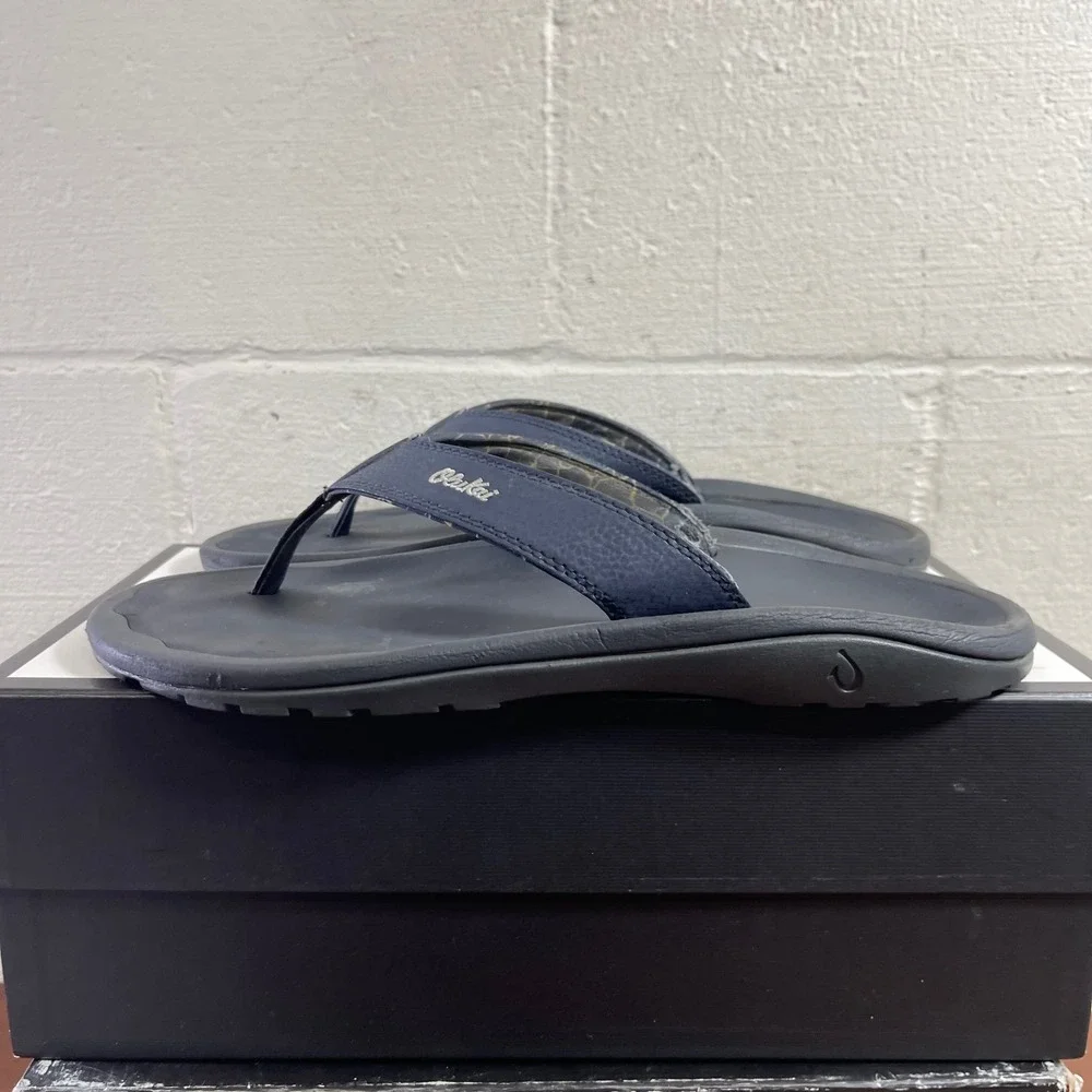 OluKai Ohana 10110A-TF6C Navy Blue Flip Flop Thong Sandals Slip On Men's 13 US‎